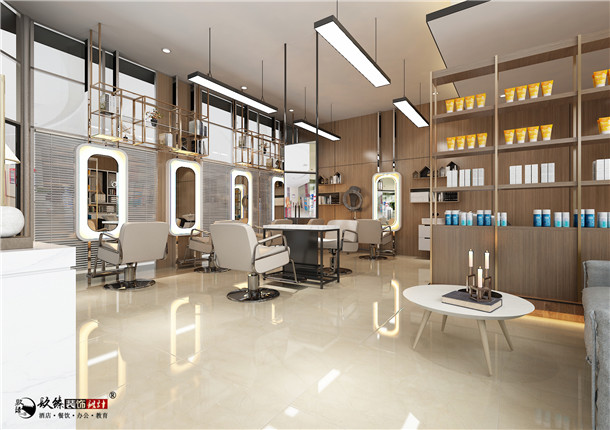 银川米色美容美发店面装修设计|合理的搭配为空间增添悠闲的气息